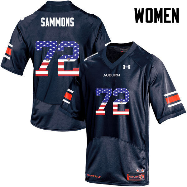 Auburn Tigers Women's Prince Micheal Sammons #72 Navy Under Armour Stitched College USA Flag Fashion NCAA Authentic Football Jersey NZO3774BN